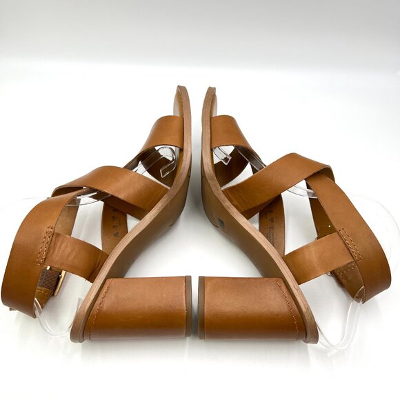 Franco Sarto Womens Size 11 Brown Leather Block Heels Sandals Shoes - Picture 8 of 14